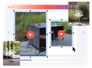 Issuu user interface, with a collage of videos added to real estate content