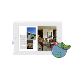Image of an Issuu flipbook being created with an earth icon and dollar sign next to it depicting going paperless and eco-friendly while saving on printing.